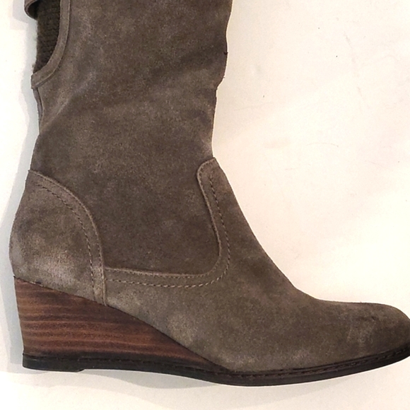 Bjorndal "Solar" Suede Leather Wedge Boot in Taupe Grey - Picture 7 of 16